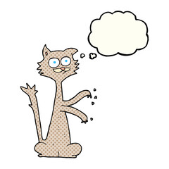 thought bubble cartoon cat scratching