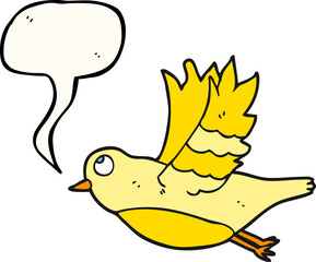 speech bubble cartoon bird flying