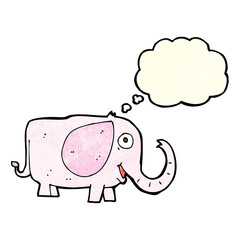 cartoon baby elephant with thought bubble