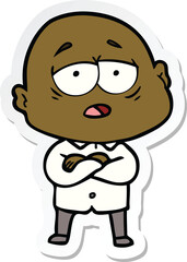 sticker of a cartoon tired bald man