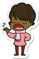 sticker of a cartoon woman talking