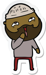 sticker of a cartoon happy bearded man