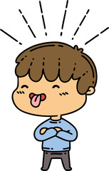 traditional tattoo style boy sticking out tongue