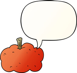 cartoon pumpkin and speech bubble in smooth gradient style