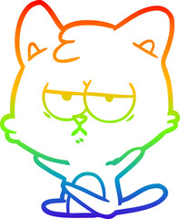 rainbow gradient line drawing bored cartoon cat