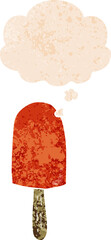 cartoon lollipop and thought bubble in retro textured style