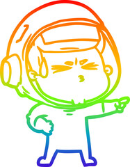 rainbow gradient line drawing cartoon stressed astronaut