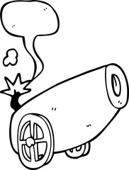 speech bubble cartoon cannon