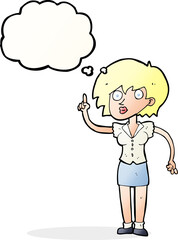cartoon woman with question with thought bubble