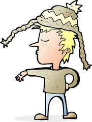 cartoon man wearing winter hat