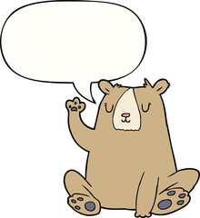 cartoon bear;waving and speech bubble