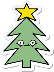 sticker of a cute cartoon christmas tree