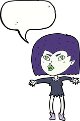 cartoon vampire girl with speech bubble