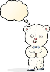 Obraz premium cartoon teddy polar bear with thought bubble
