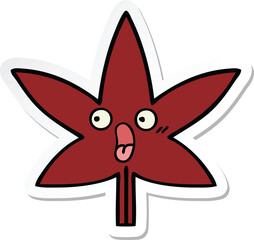 sticker of a cute cartoon autumnal leaf