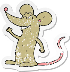 retro distressed sticker of a cartoon mouse