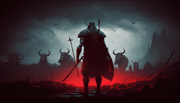 Viking Warrior, Vikings, Generative AI, Illustration	