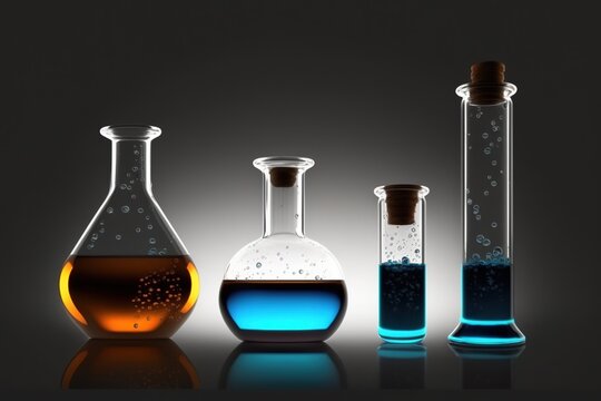 Medicine, a flask for laboratory tests. Laboratory chemical beakers.