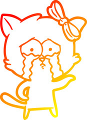 warm gradient line drawing cartoon cat