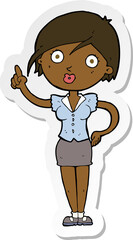 sticker of a cartoon pretty woman with idea