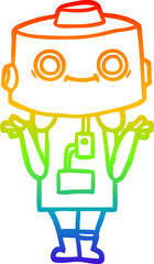 rainbow gradient line drawing cartoon robot