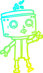 Naklejka premium cold gradient line drawing cartoon robot