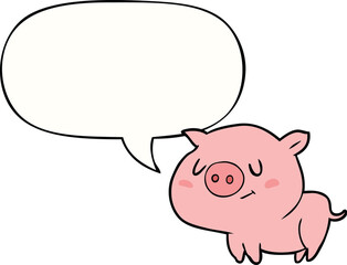 cute cartoon pig and speech bubble