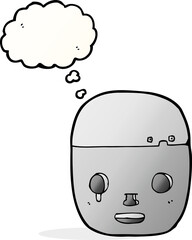 cartoon robot head with thought bubble