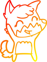warm gradient line drawing happy cartoon fox