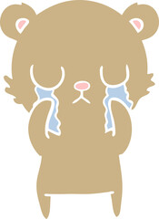 crying flat color style cartoon bear