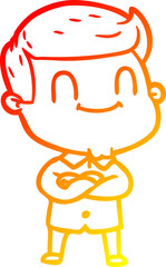 warm gradient line drawing cartoon friendly man