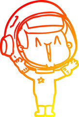 warm gradient line drawing happy cartoon astronaut
