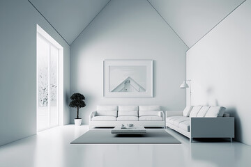 Naklejka na ściany i meble minimalist design living room, Generative AI