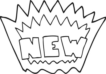 black and white cartoon NEW symbol