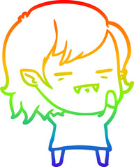 rainbow gradient line drawing cartoon undead vampire girl