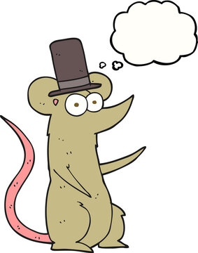thought bubble cartoon mouse wearing top hat