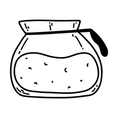 Glass coffeemaker pot in doodle style. Hand drawn vector illustration of coffee machine