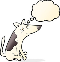 cartoon dog with thought bubble