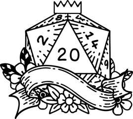 natural twenty D20 dice roll illustration