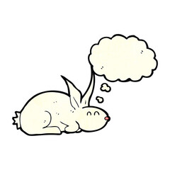 cartoon rabbit with thought bubble