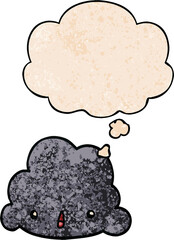 cartoon cloud and thought bubble in grunge texture pattern style