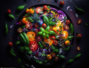vegetables salad on black