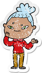 distressed sticker of a cartoon woman
