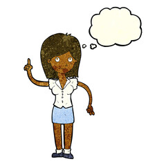 cartoon woman with idea with thought bubble