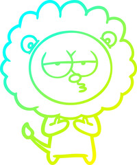 cold gradient line drawing cartoon tired lion