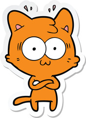 sticker of a cartoon surprised cat