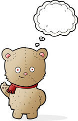 cartoon bear waving with thought bubble