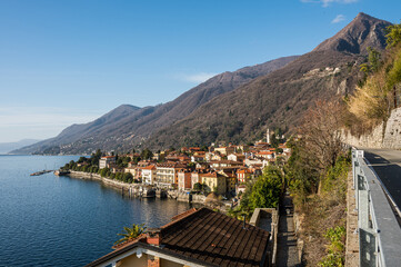Fototapeta premium HIgh ange view of Cannero in the Lake Maggiore
