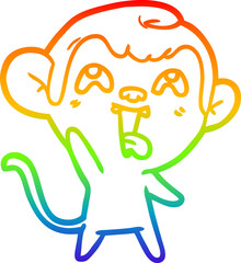 rainbow gradient line drawing crazy cartoon monkey