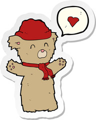 sticker of a cartoon bear in hat